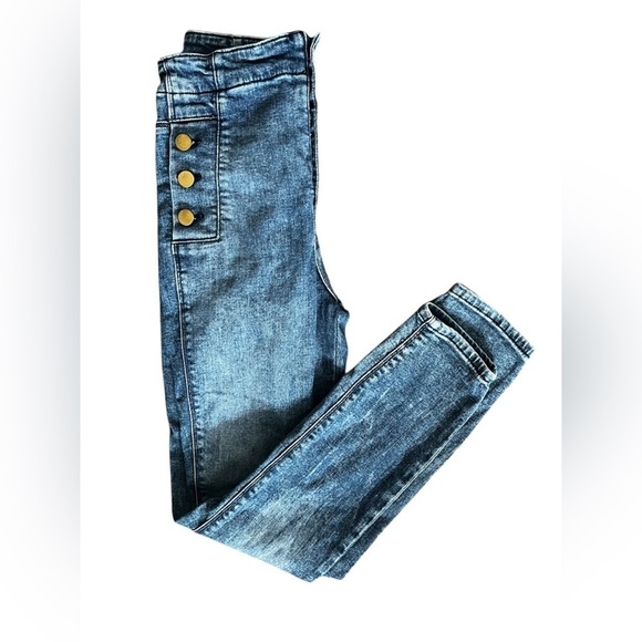 J Brand High-Waisted Sailor Button Jeans, Size [24], Blue Wash, Natasha - Picture 2 of 13